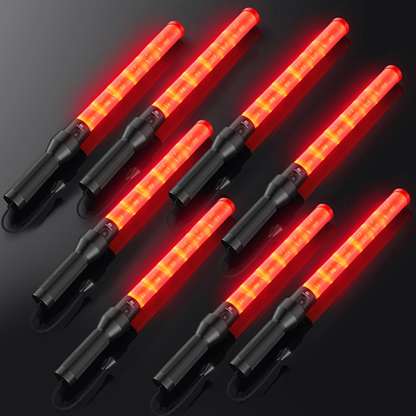 Traffic Wand 21 Inch, 8 Pack Air Traffic Control Lights with 2 Flashing Modes, Red Safety Signal Wands for Traffic Control, Airport, Parking, Car Directing