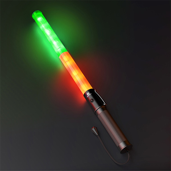 RoadHero 1 Pack 21 Inch Traffic Wands, Red and Green Led Traffic Control Baton, Safety Light Wand with 3 Flashing Modes, Air Marshaling Signal Wand with Side Clip for Airport, Parking, Car Directing
