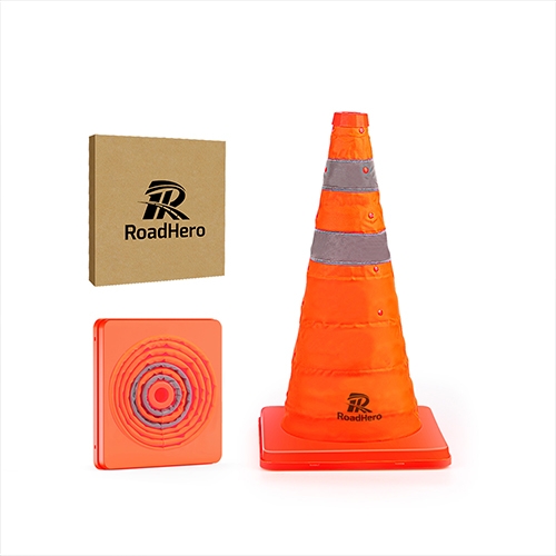RoadHero 18 Inch [1 Pack] Collapsible Traffic Safety Cones, Multi Purpose Pop-up Cones with Reflective Collar for Road Safety, Orange Cones for Driving Training, Parking Lots
