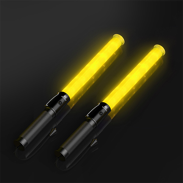 RoadHero Traffic Wand 16 Inch, 2 Pack Air Traffic Control Lights with 2 Flashing Modes, Yellow Safety Signal Wands for Traffic Control, Airport, Parking, Car Directing