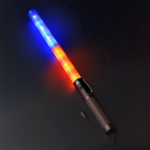 RoadHero Traffic Control Wand - 21 Inch, Red & Blue, 3 Flashing Modes, Air Marshaling Signal Wand with Side Clip for Airport, Parking, Car Directing