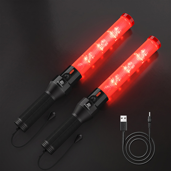 RoadHero 2 Pack 16 Inch Rechargeable Traffic Wand with 2 Flashing Modes