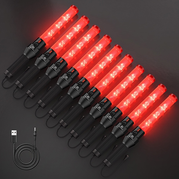 RoadHero 10 Pack 16 Inch Rechargeable Traffic Wand with 2 Flashing Modes